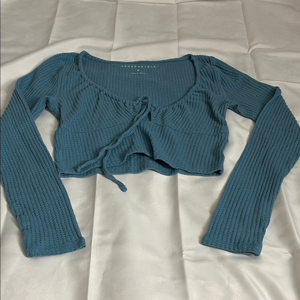 Aeropostale Teal Long Sleeve Crop Top